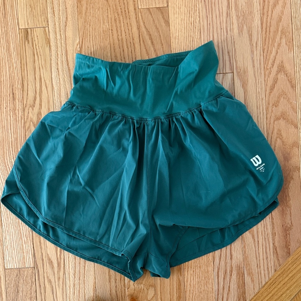 Women's Green Wilson High-Waisted tennis Shorts